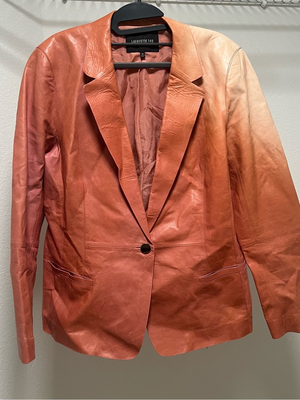 Lafayette 148 New York Ombre Orange Leather Blazer